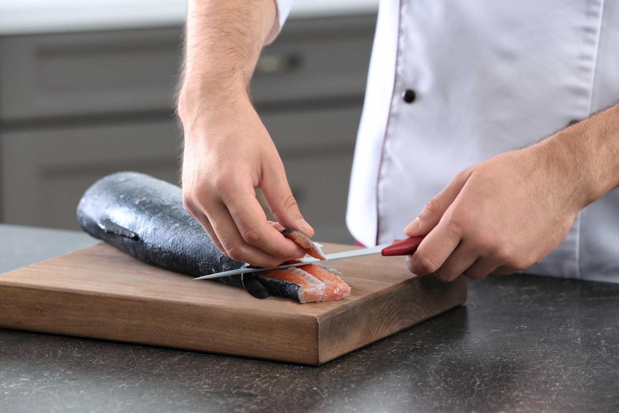 Chef demonstrating knife skills